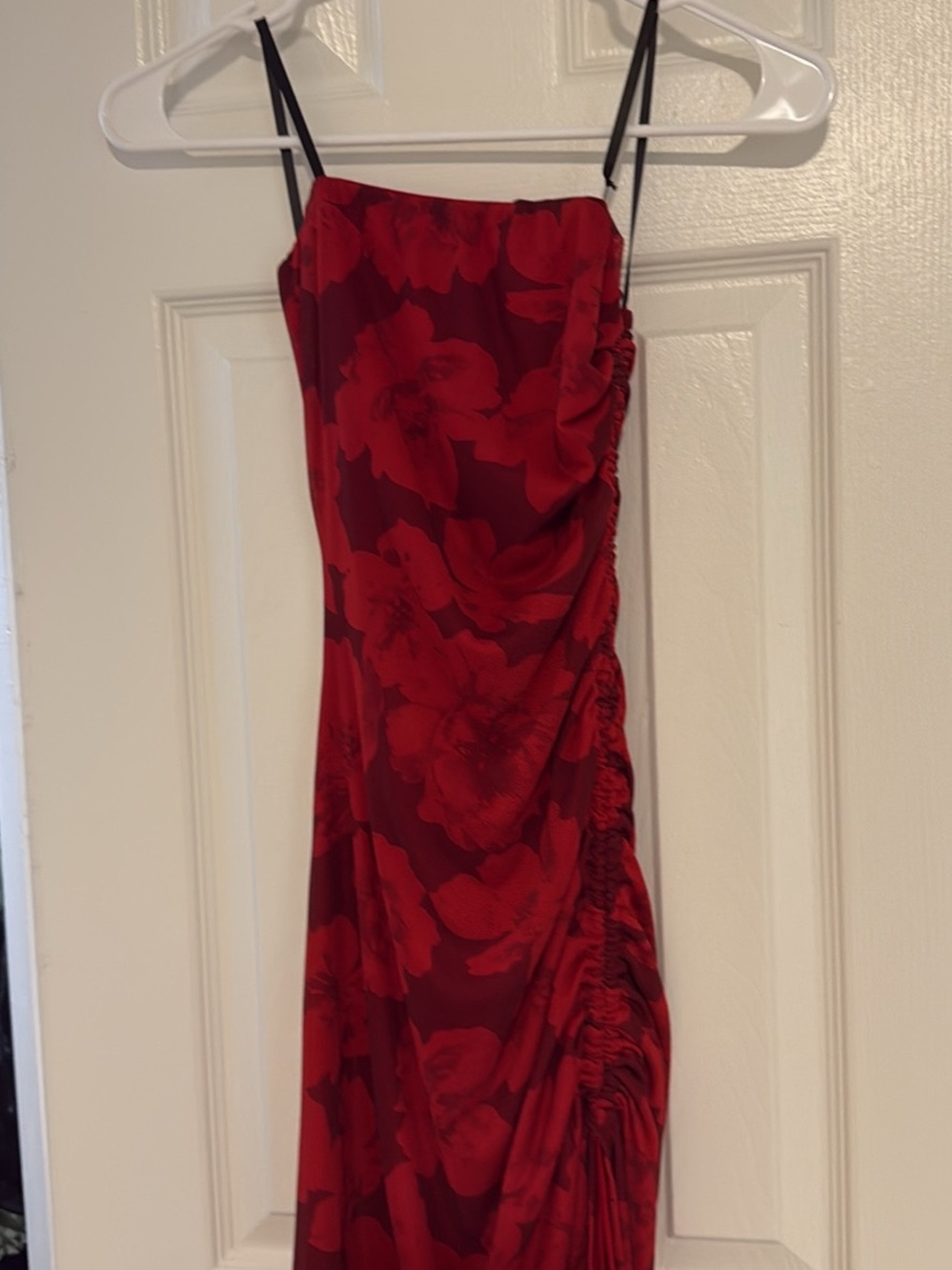 Windsor Red Floral Mini Dress with Black Straps